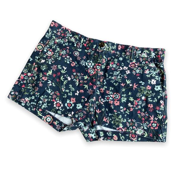 Gap Womens Shorts Size 2 Regular Khakis Summer Navy‎ Blue Floral Print - Picture 1 of 10